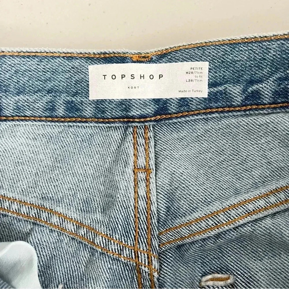 Topshop Asos Kort Petite Size 6/28 High Waist Wide Leg Light Blue Denim Jeans - Picture 5 of 9